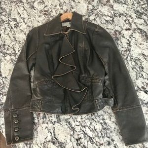 Joit Dark Brown Faux Leather Jacket Size Small.